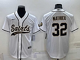 Men's New Orleans Saints #32 Tyrann Mathieu White Stitched MLB Cool Base Nike Baseball Jersey,baseball caps,new era cap wholesale,wholesale hats